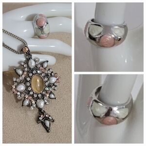 Silver and Pink RING / 7